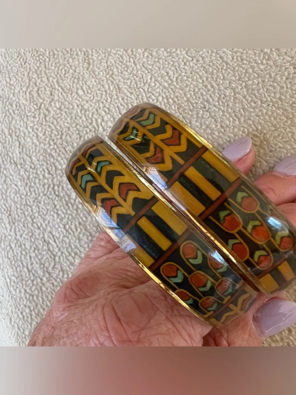 Set Two Bangle Bracelet in Mustard and Olive